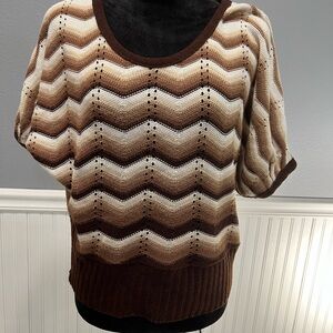 Chevron Patterned Brown and Cream Sweater
